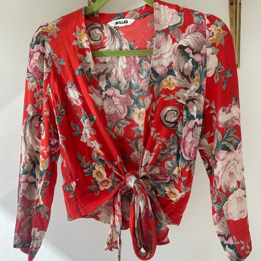 ROLLA'S Floral Tie-Front Blouse